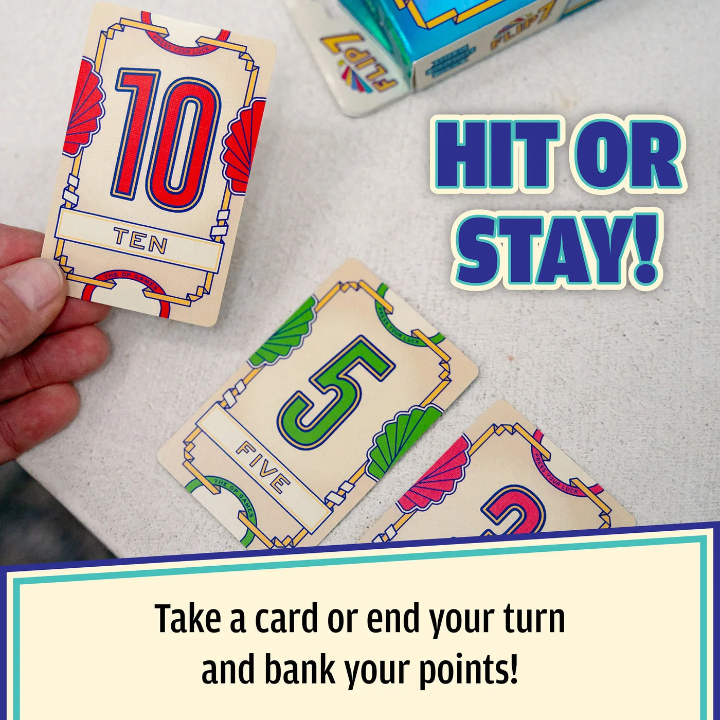 Instruction artwork illustrating the choice to take a card or bank points.
