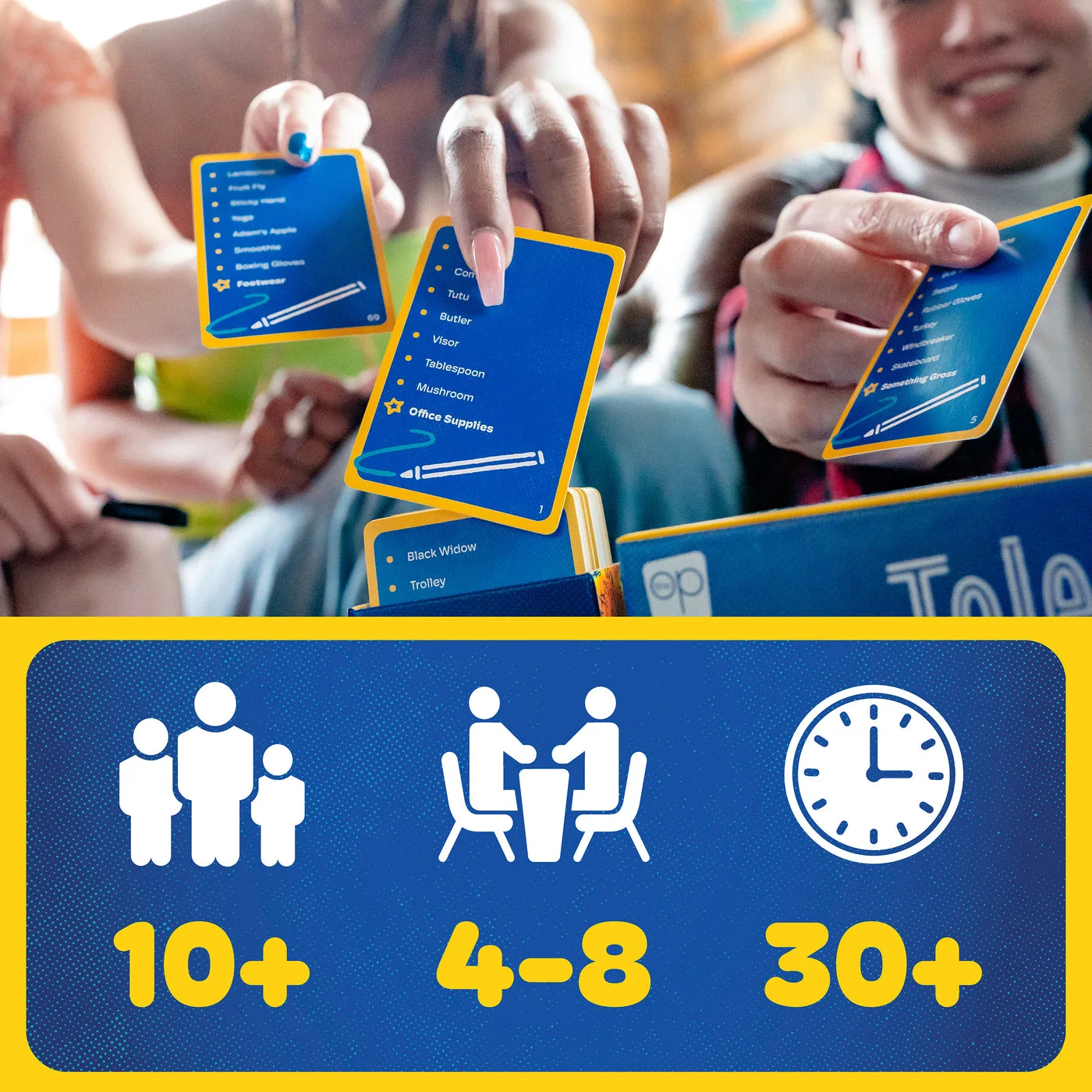 Four-to-eight-player and age guidance shown with game components.