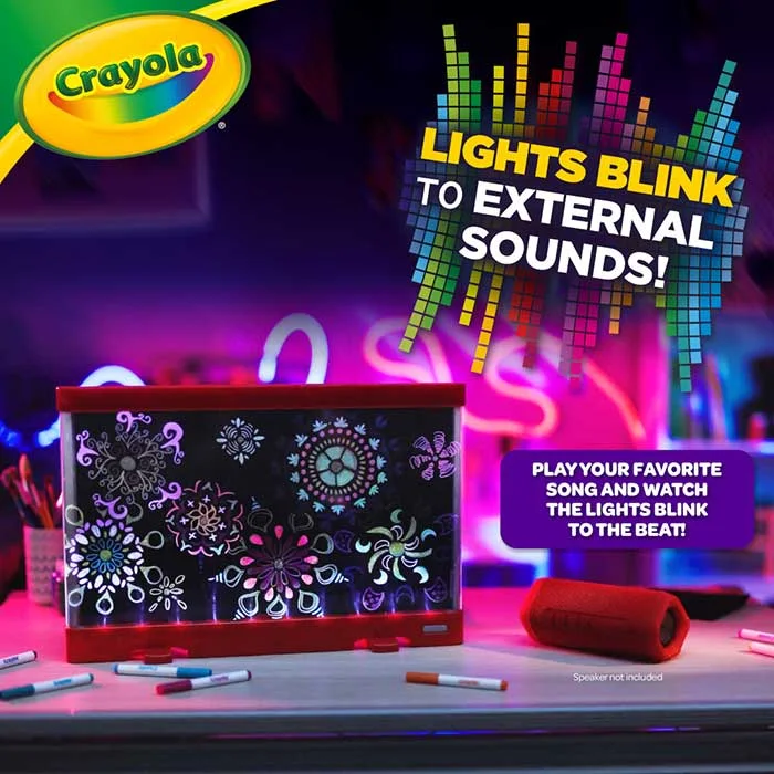 Red ColorVibe sound-reactive lighting demonstration; staged maker image, not a Findweave test.