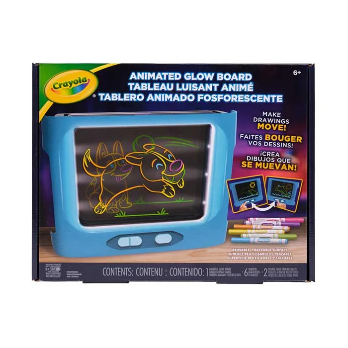 Retail packaging of the dual-panel Animated Glow Board.