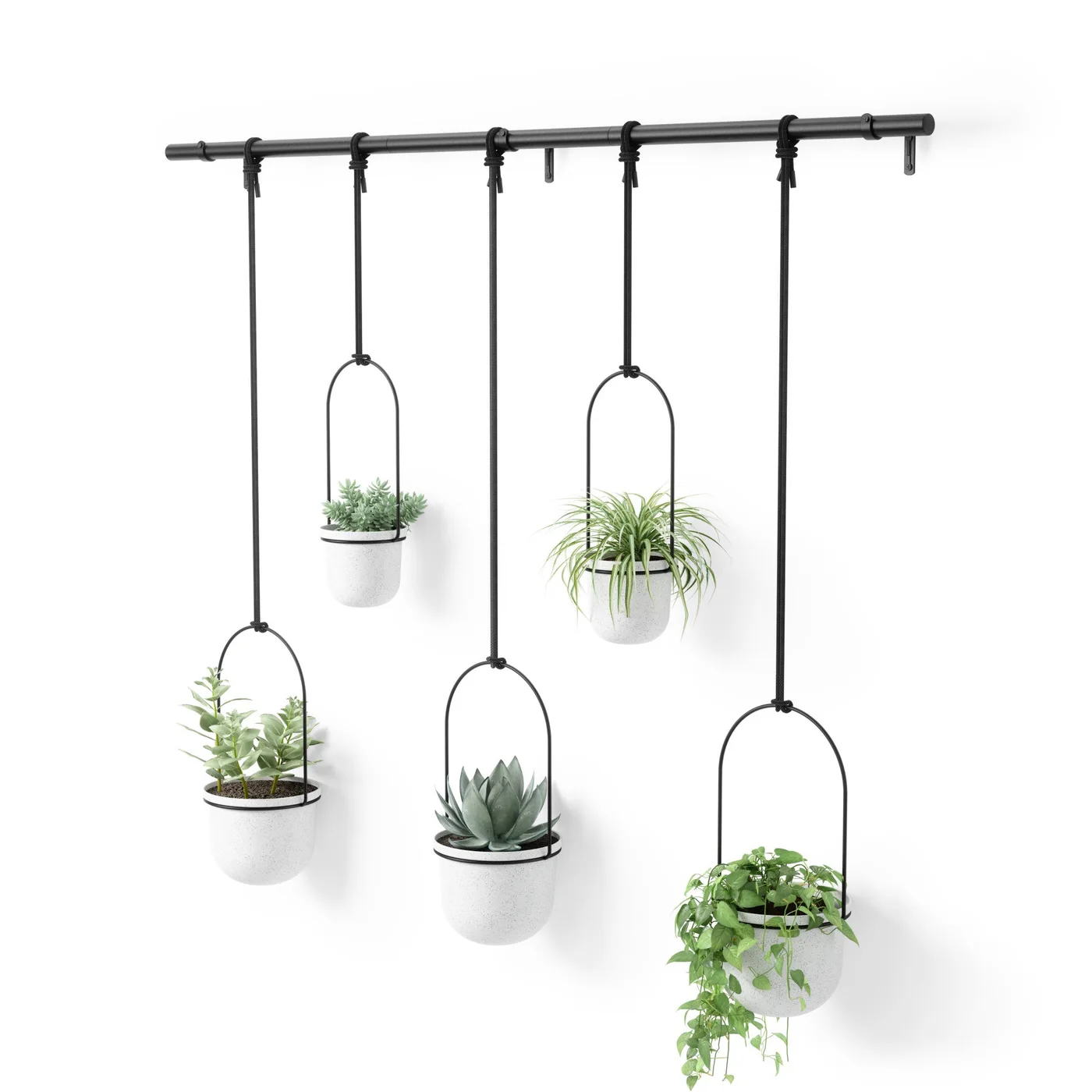 Triflora Hanging Planter Five Pots White Black — manufacturer reference view 1