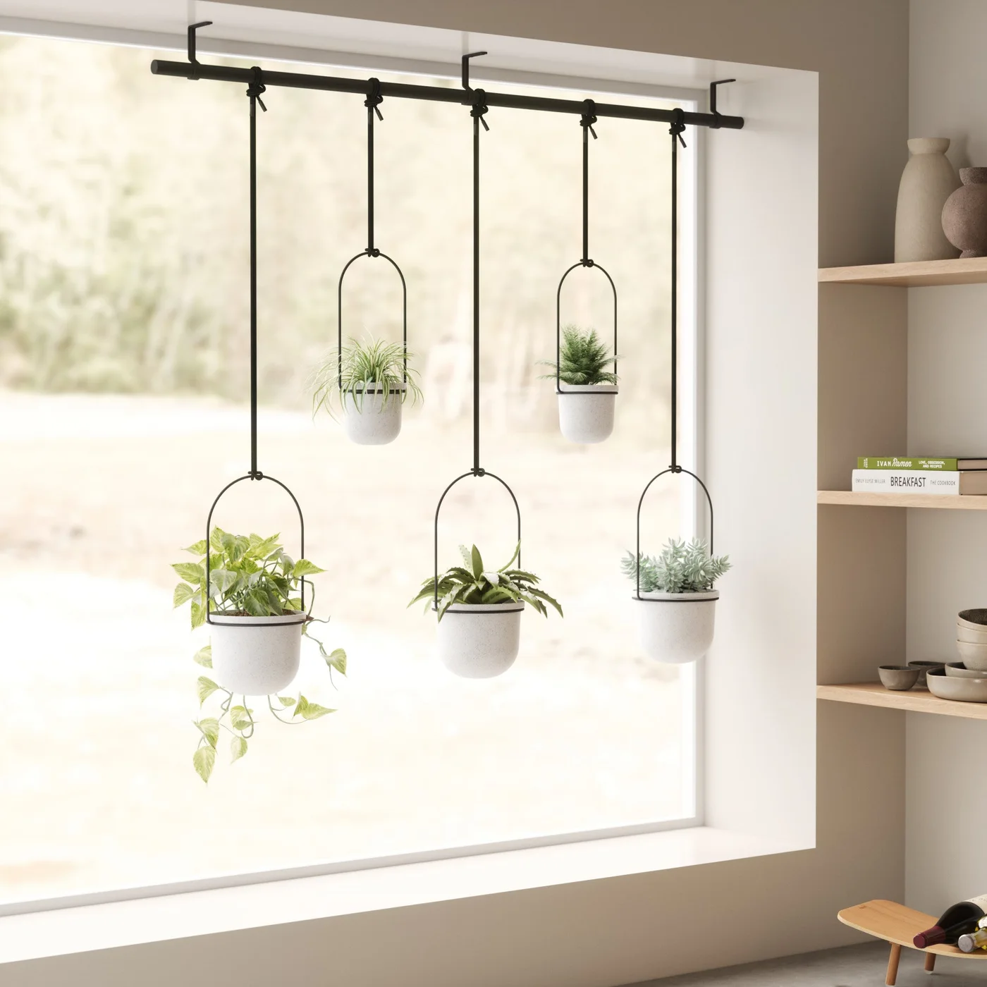 Triflora Hanging Planter Five Pots White Black — manufacturer reference view 2