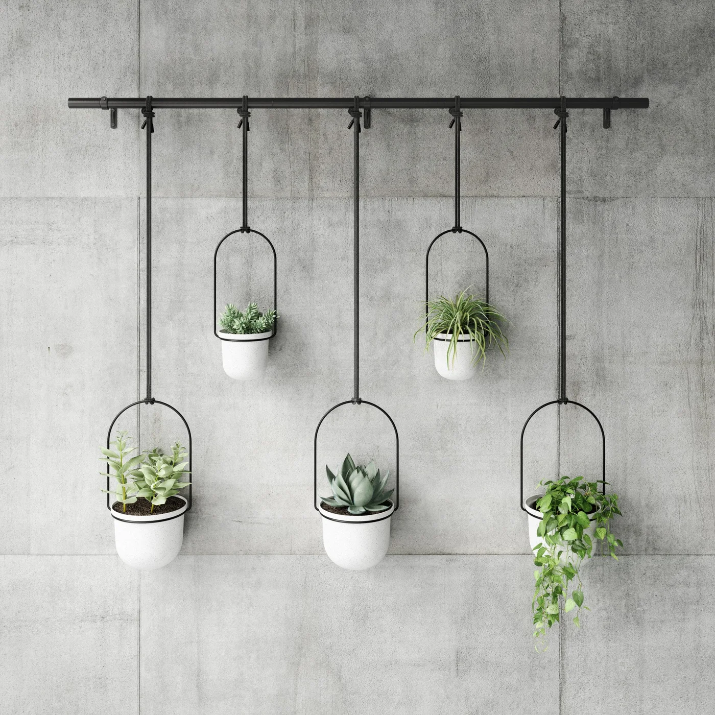 Triflora Hanging Planter Five Pots White Black — manufacturer reference view 3