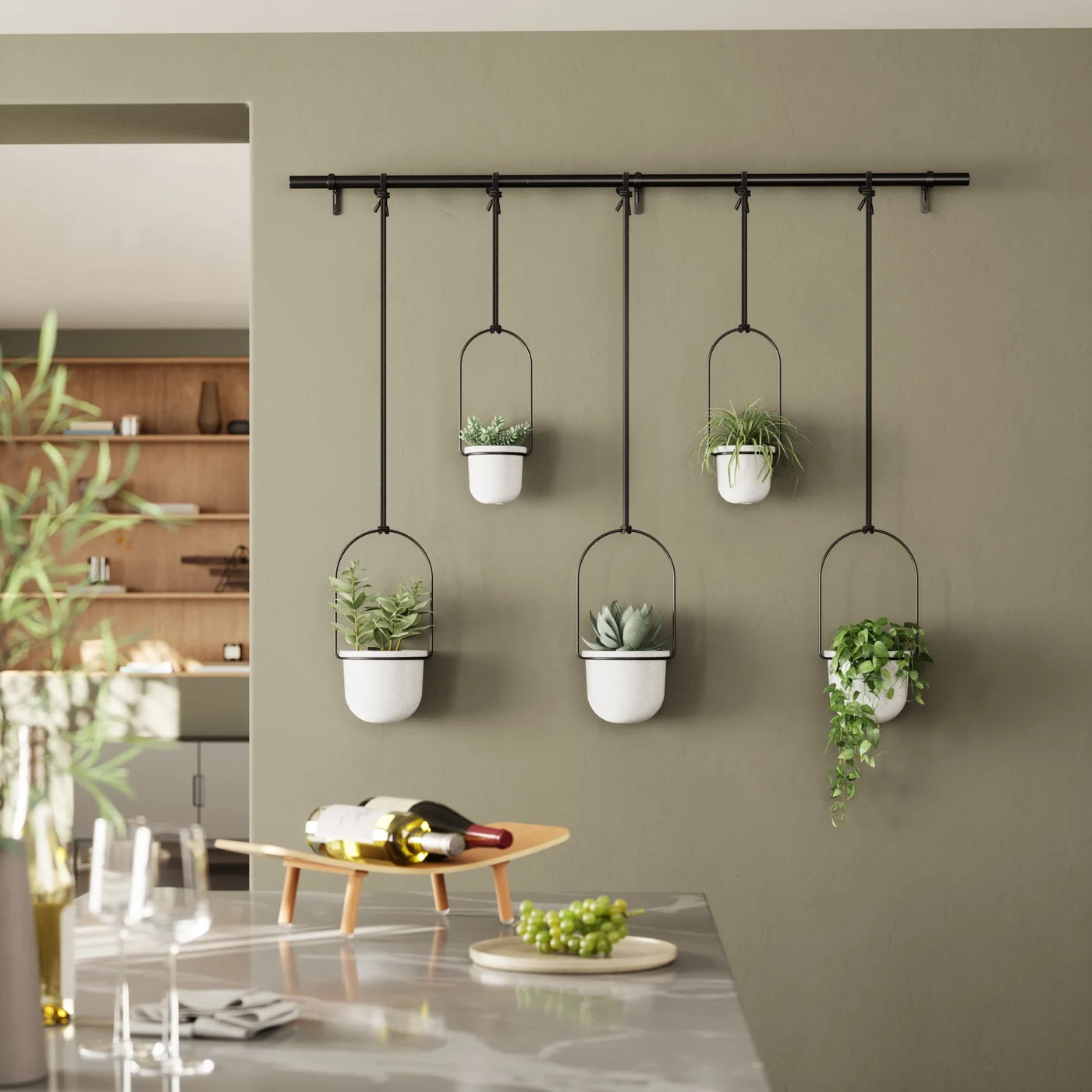 Triflora Hanging Planter Five Pots White Black — manufacturer reference view 4