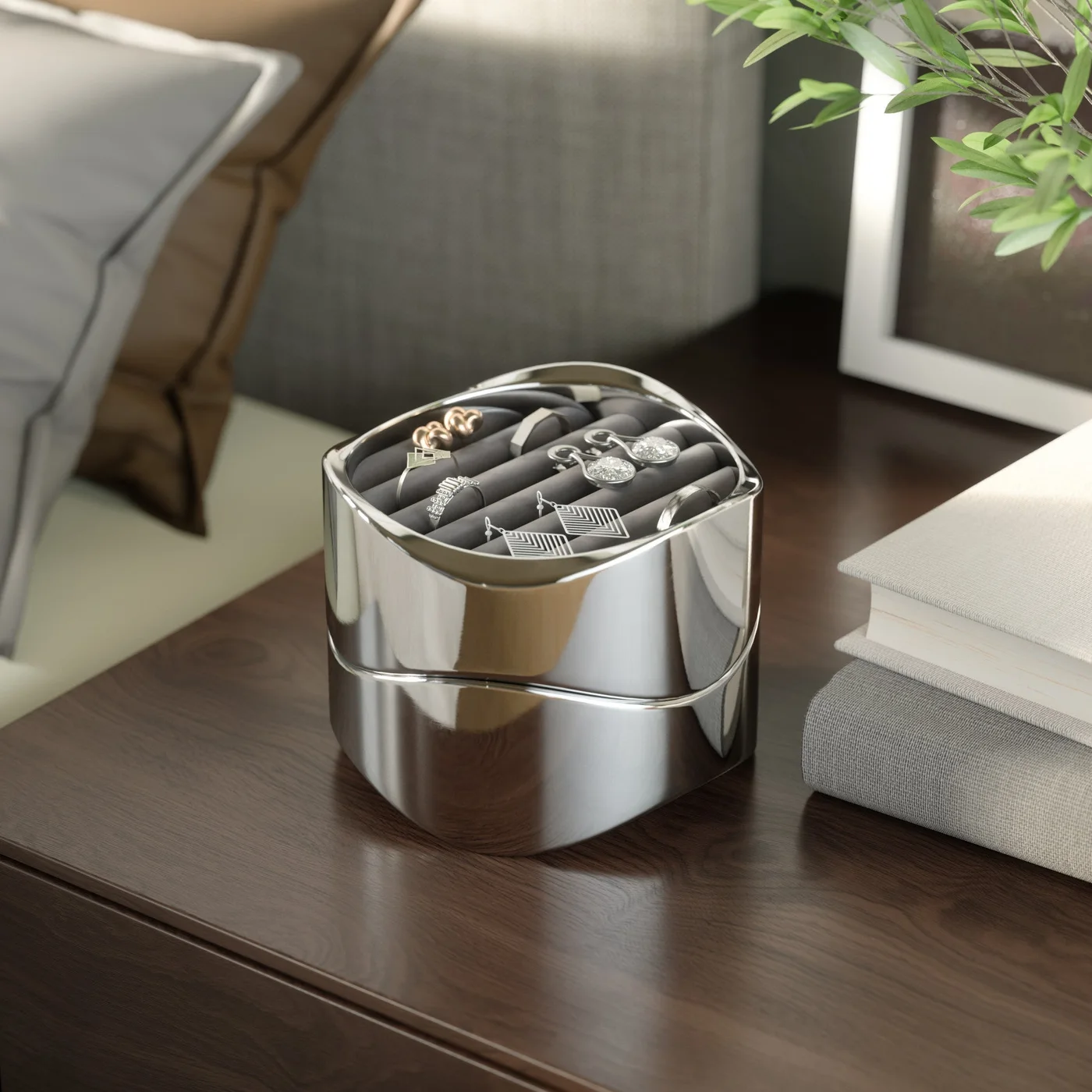 Two-tray organiser on a dresser