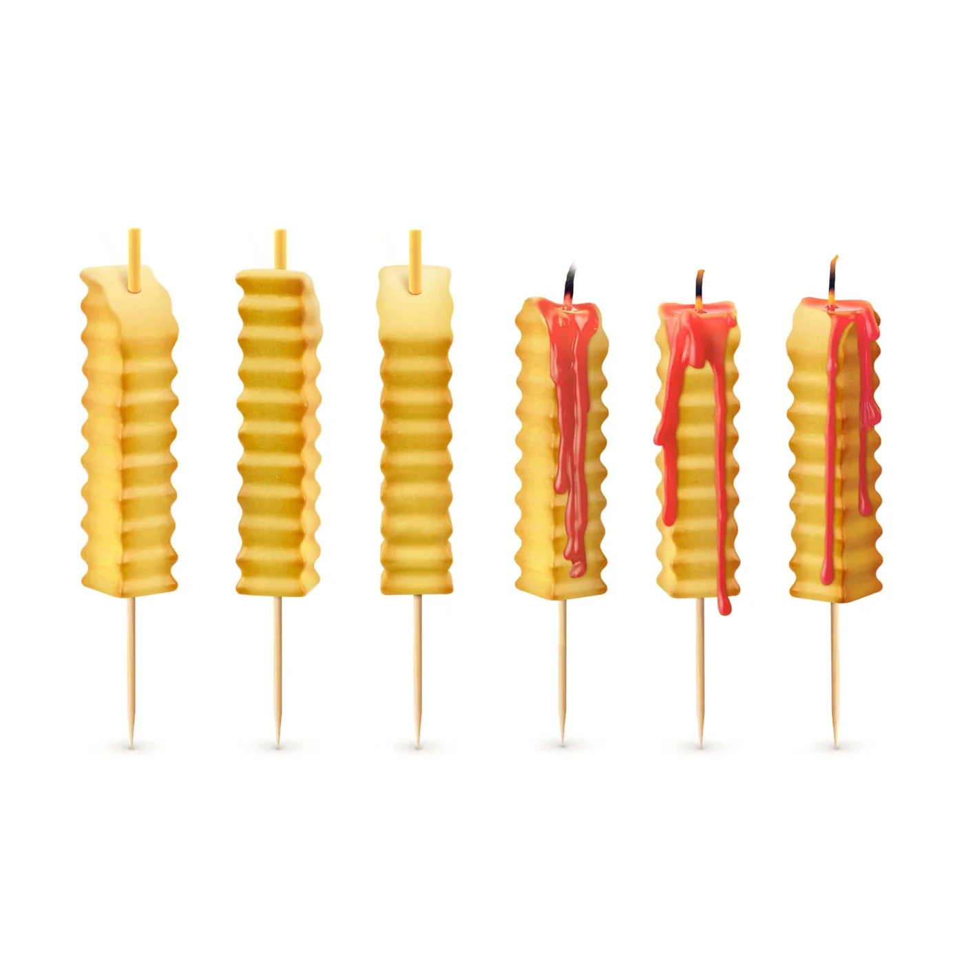 Hot and Crispy French Fry Party Candles Set of Six — manufacturer reference view 1