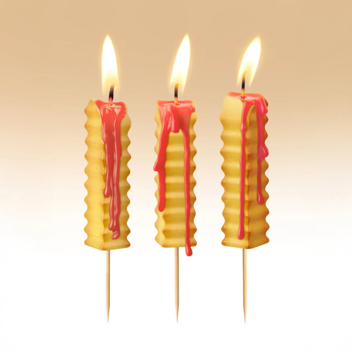 Hot and Crispy French Fry Party Candles Set of Six — manufacturer reference view 5