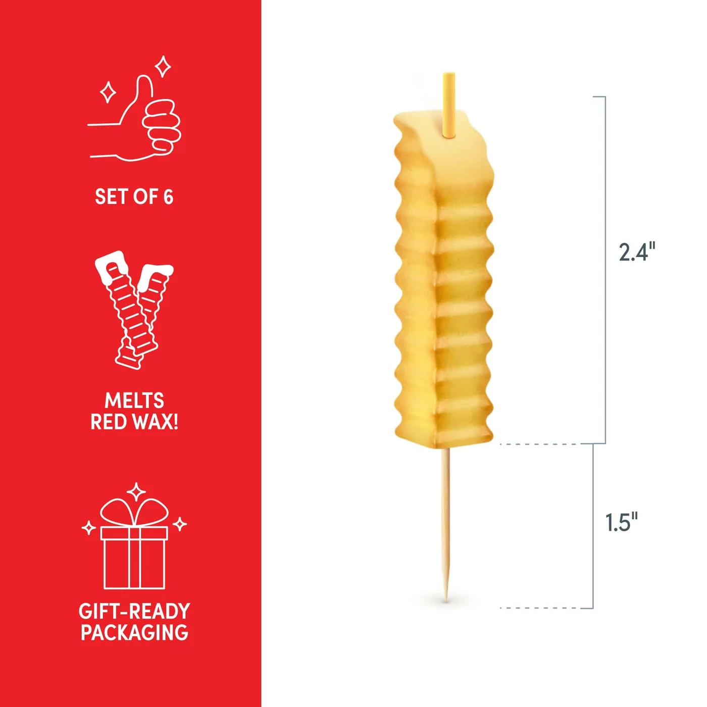 Hot and Crispy French Fry Party Candles Set of Six — manufacturer reference view 8