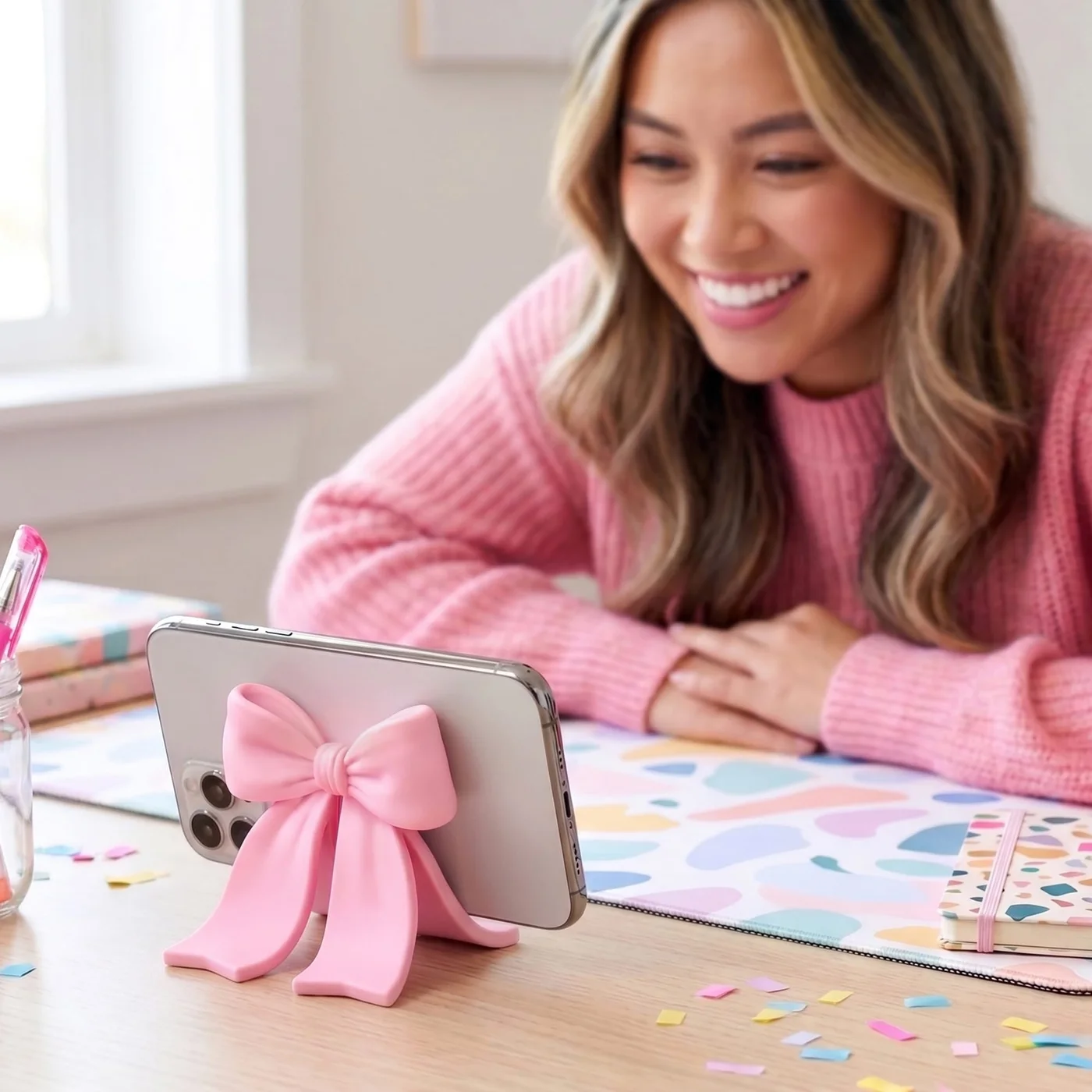 Sitting Pretty Pink Bow Phone Stand — manufacturer reference view 6