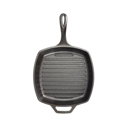 Top view showing grill ridges and two handles.