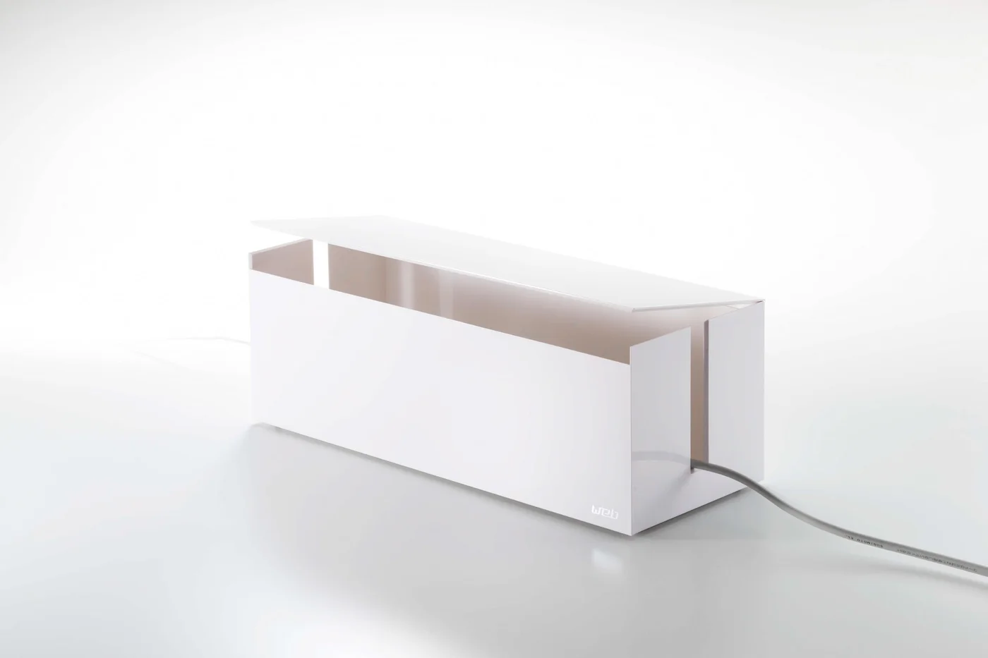 Open white box without accessories.