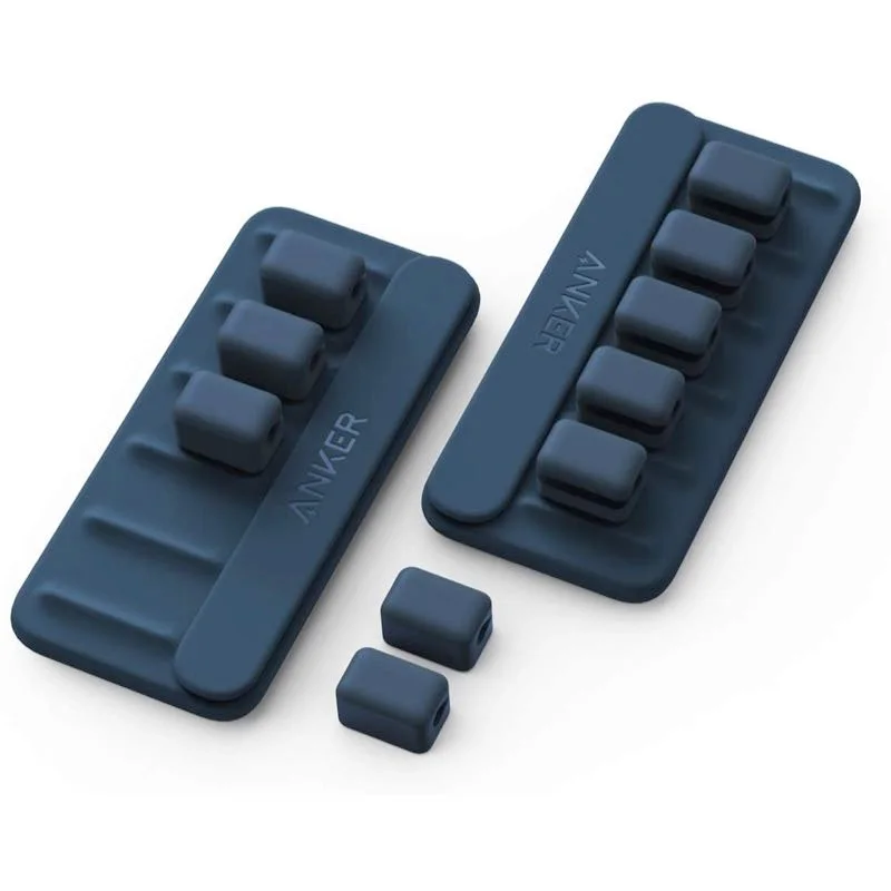 Selected Blue two-pack of magnetic cable holders with removable clips.