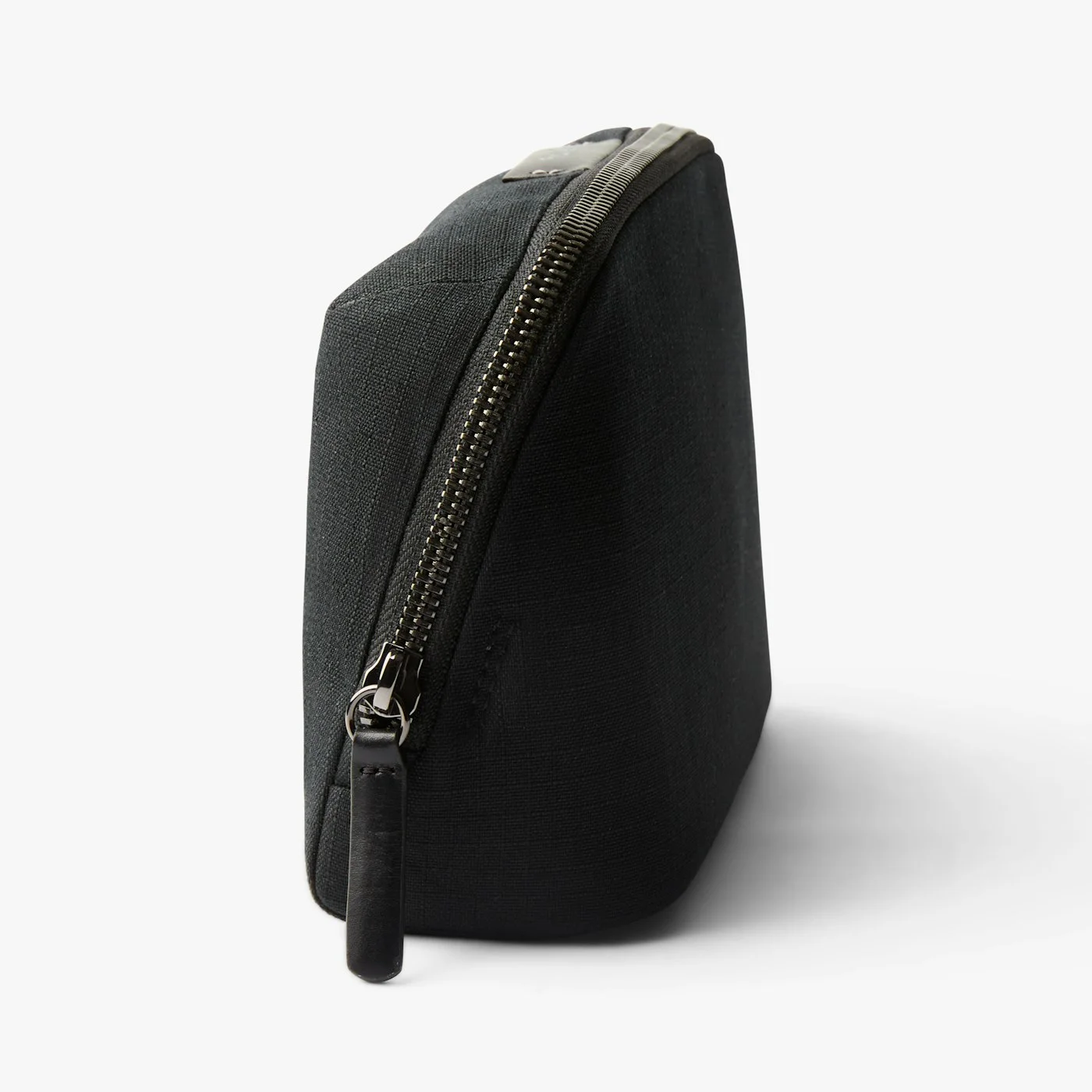 Angled zip and side profile.
