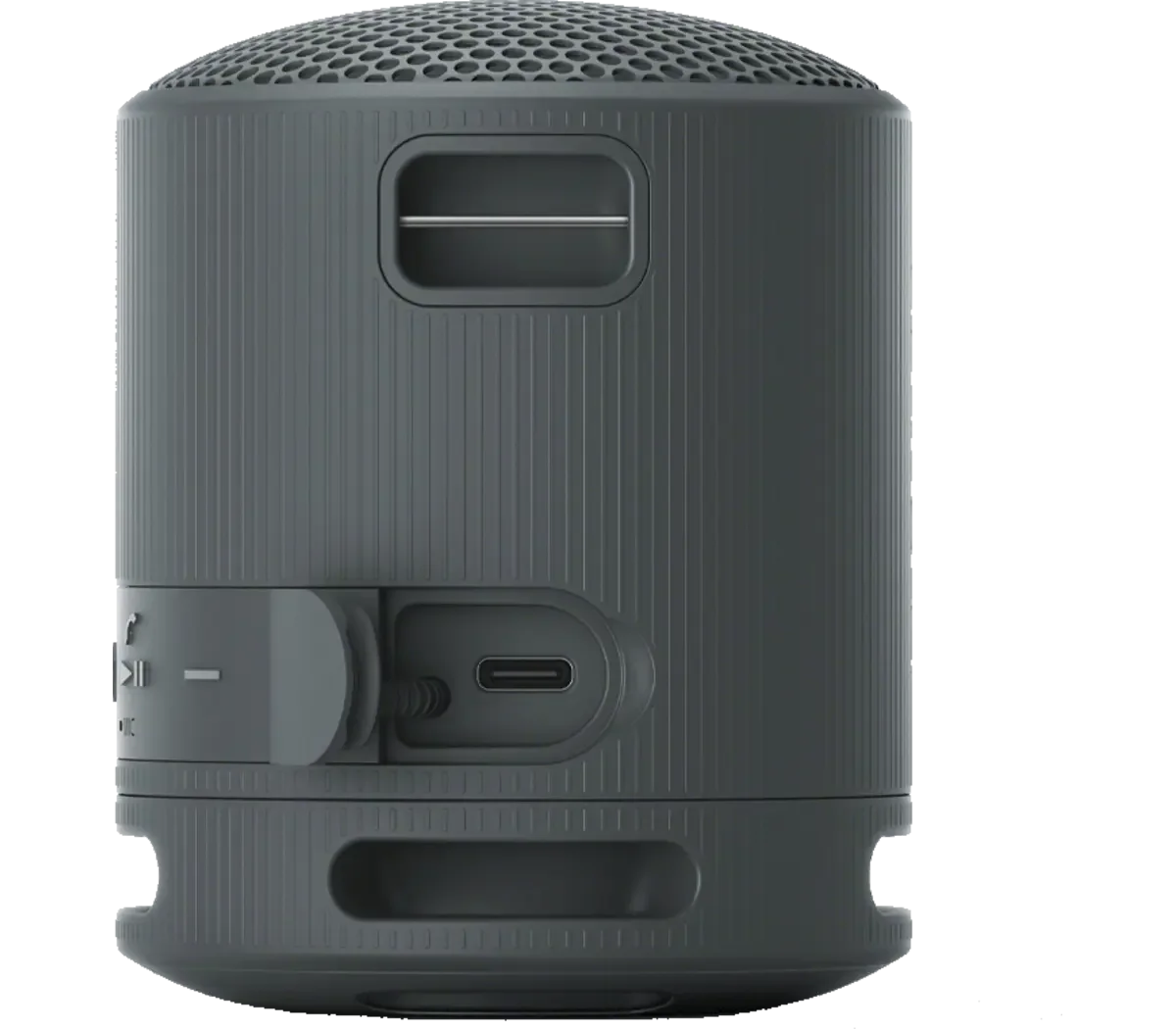 Rear view with the charging connection cover.