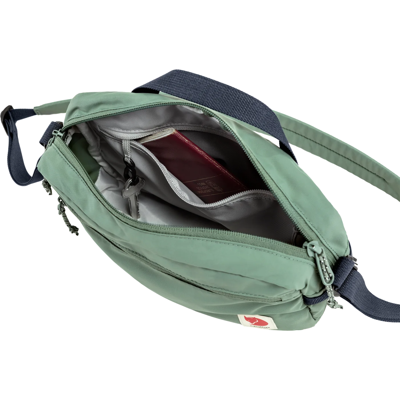 Interior mesh pockets on the same23227 model in green; selected purchase colour is black.
