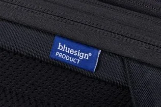 Manufacturer fabric and certification label detail.