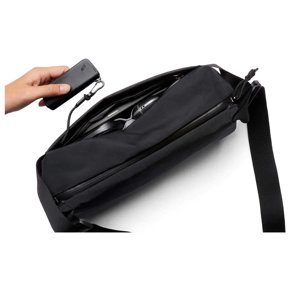 Front pocket access in the product demonstration.