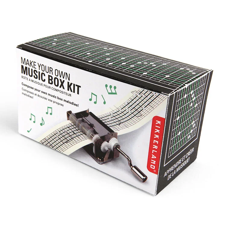 Retail package for the Make Your Own Music Box Kit1200.