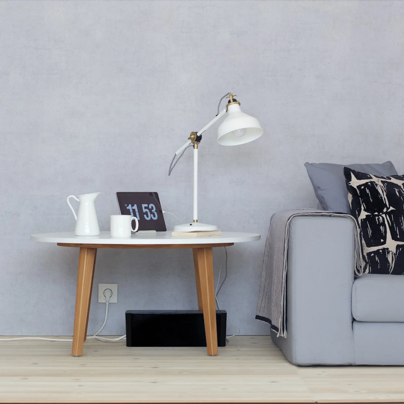 White CableBox in a room scene; furniture and electrical devices are separate.