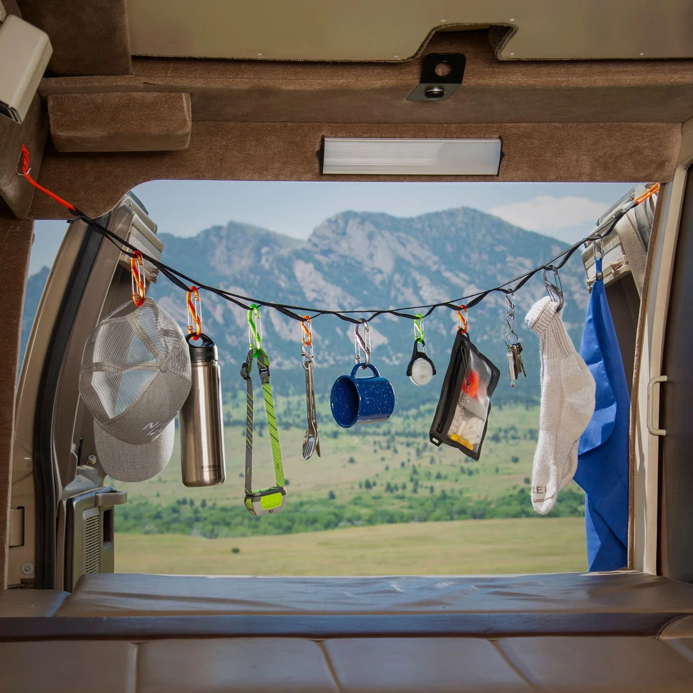 Vehicle-based hanging scene; compatibility and safe supports depend on your setup.