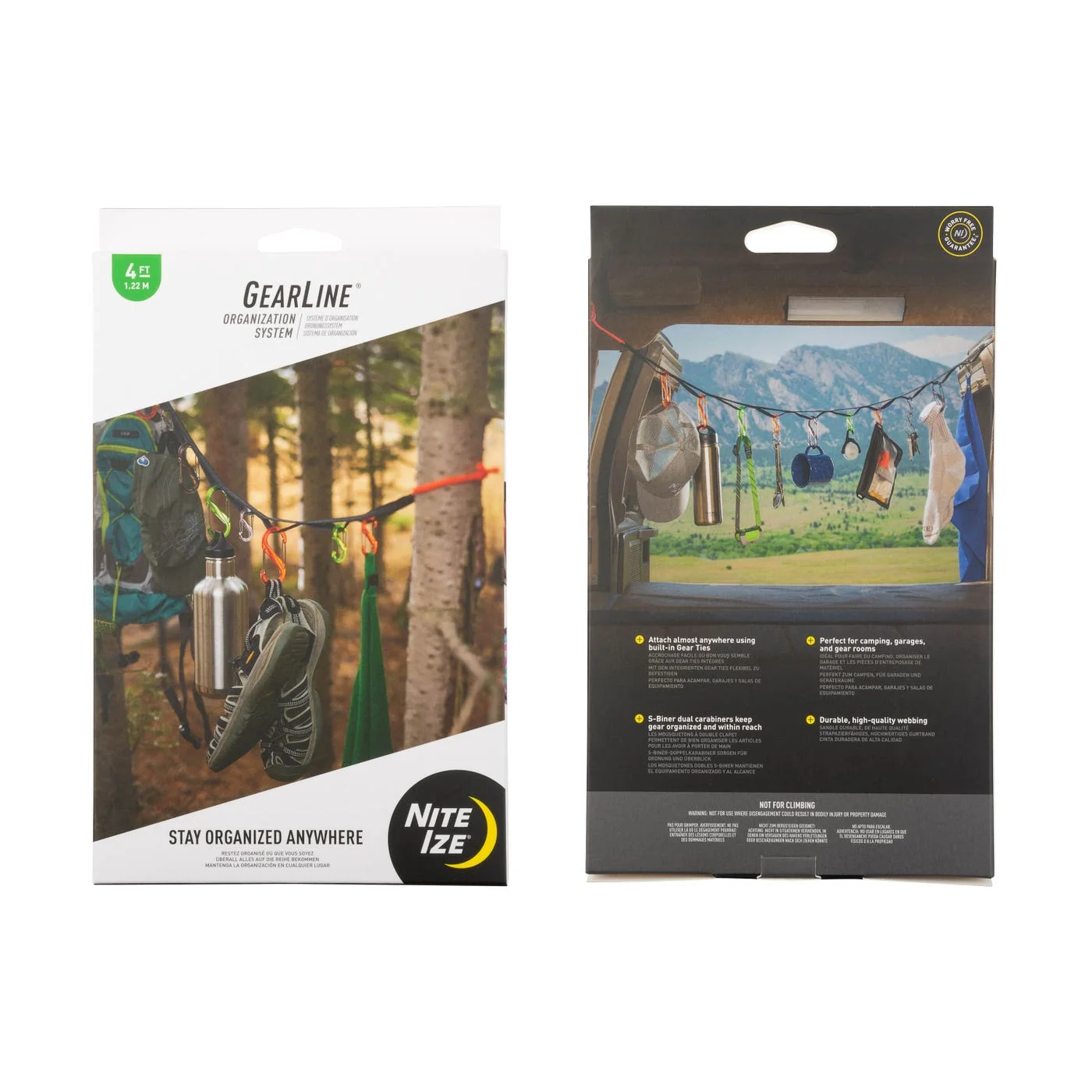 Front and back retail packaging for the GearLine system.