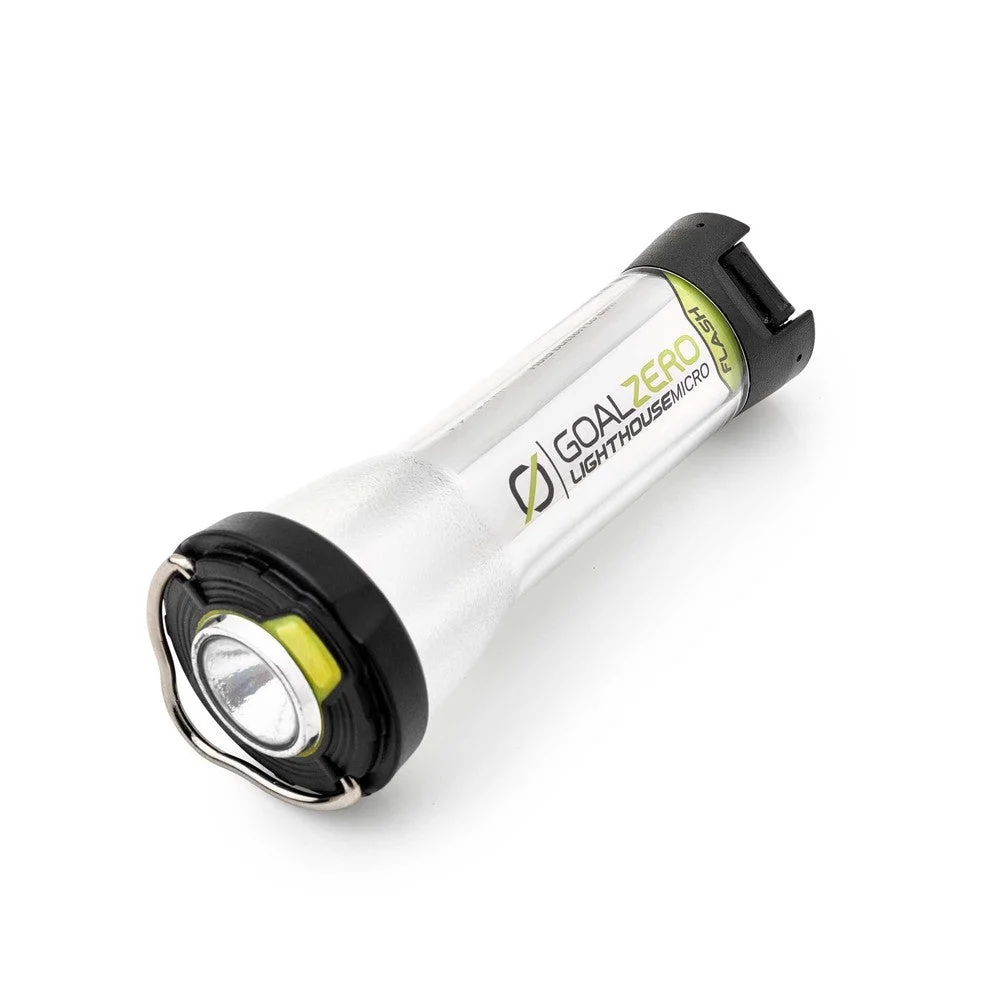 The compact cylindrical shape and flashlight end.