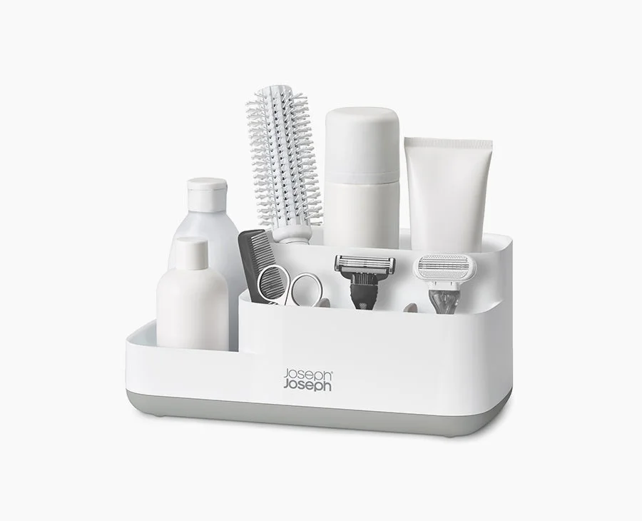Selected Grey/White EasyStore caddy 70513; toiletries shown are not included.