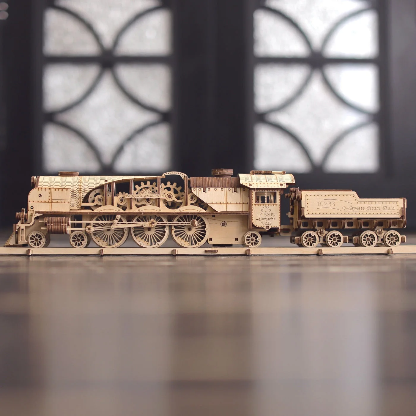Finished train shown as a display piece; surrounding decor is not included.