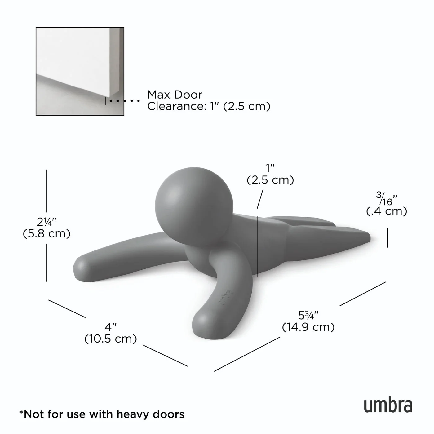 Manufacturer clearance diagram; not intended for heavy doors.