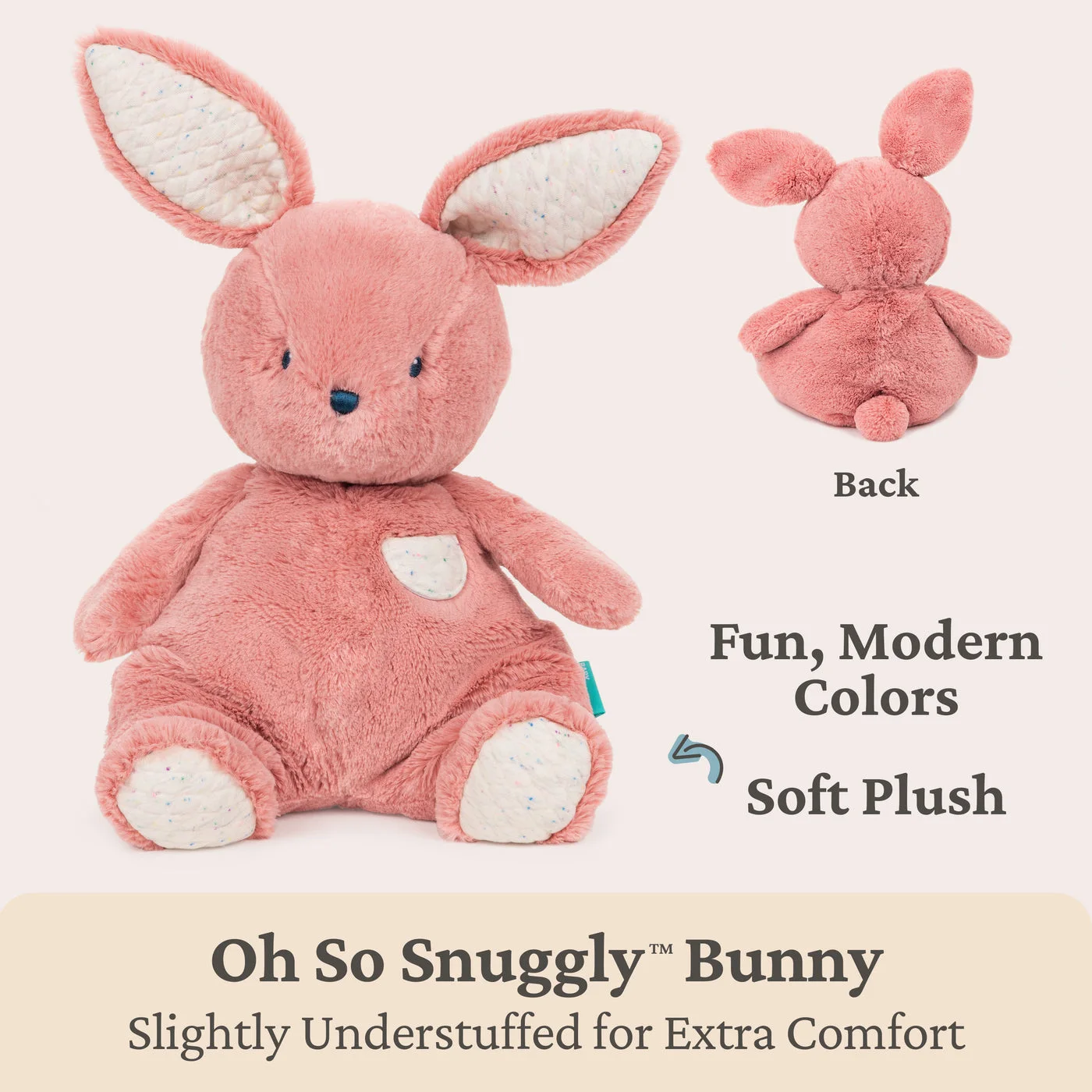 Front and back views of the floppy bunny.