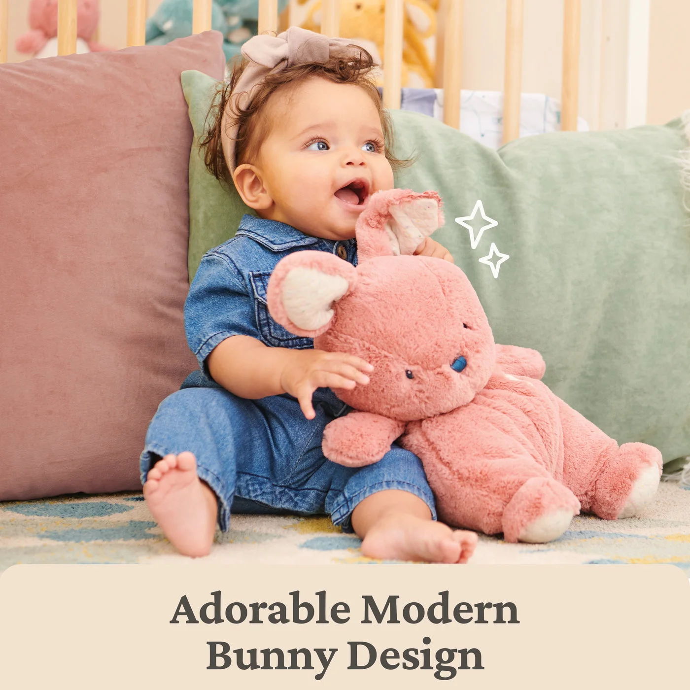 Maker play scene illustrates the bunny beside a child; no developmental result is claimed.