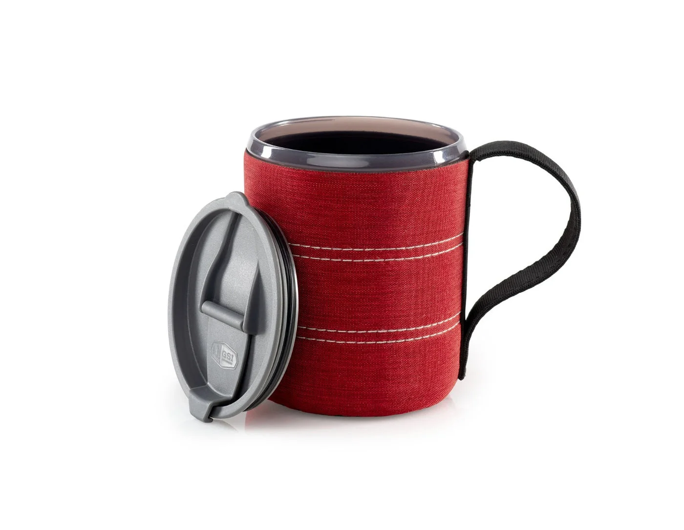 Red-series close reference of the open cup and separate lid.