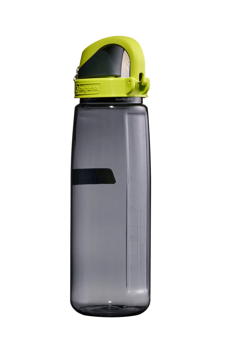 Reverse view of the same bottle with its lid closed.