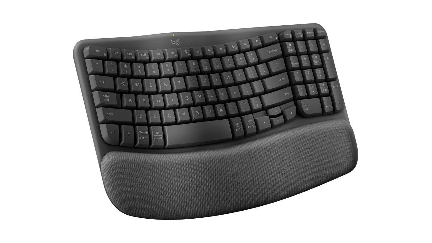 Opposite angle of the graphite keyboard; this is not the split K860.