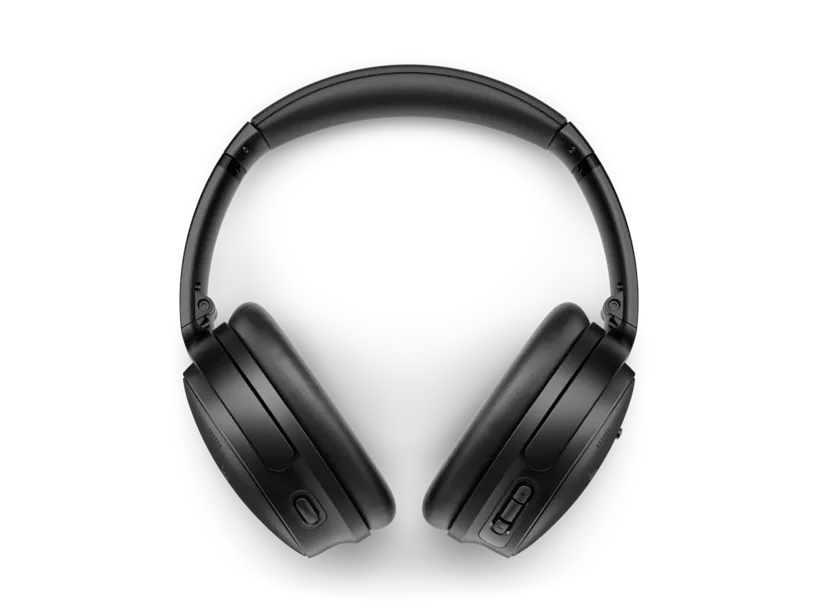 Front view of the black QuietComfort headband and earcups.