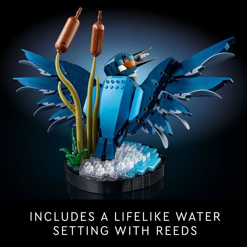 Water-effect base and reeds support the completed model; no moving water or electronics.