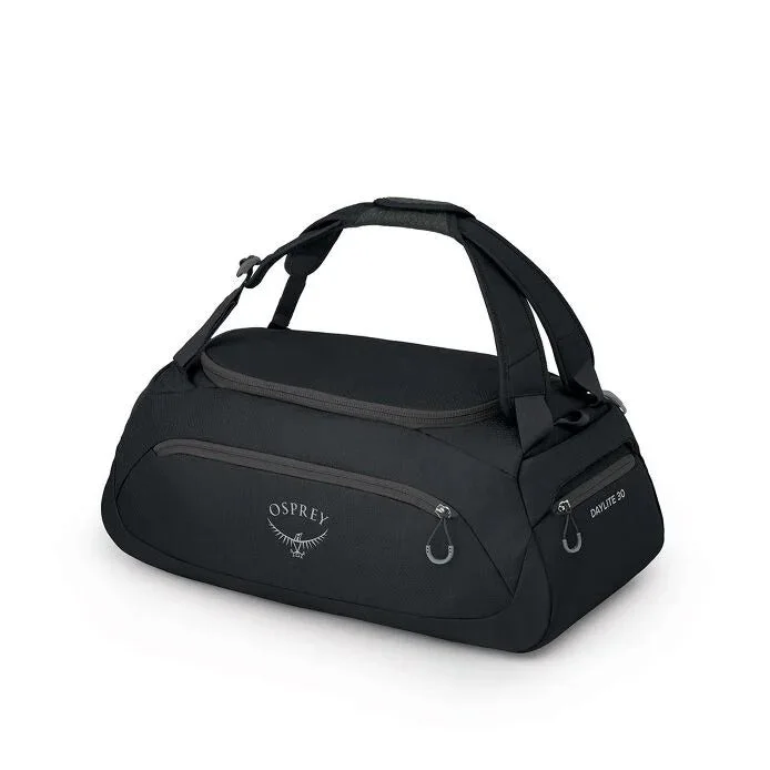 Selected black Daylite Duffel 30 with top handles and external zip pocket.