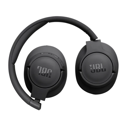 Folded headphone configuration for storage.