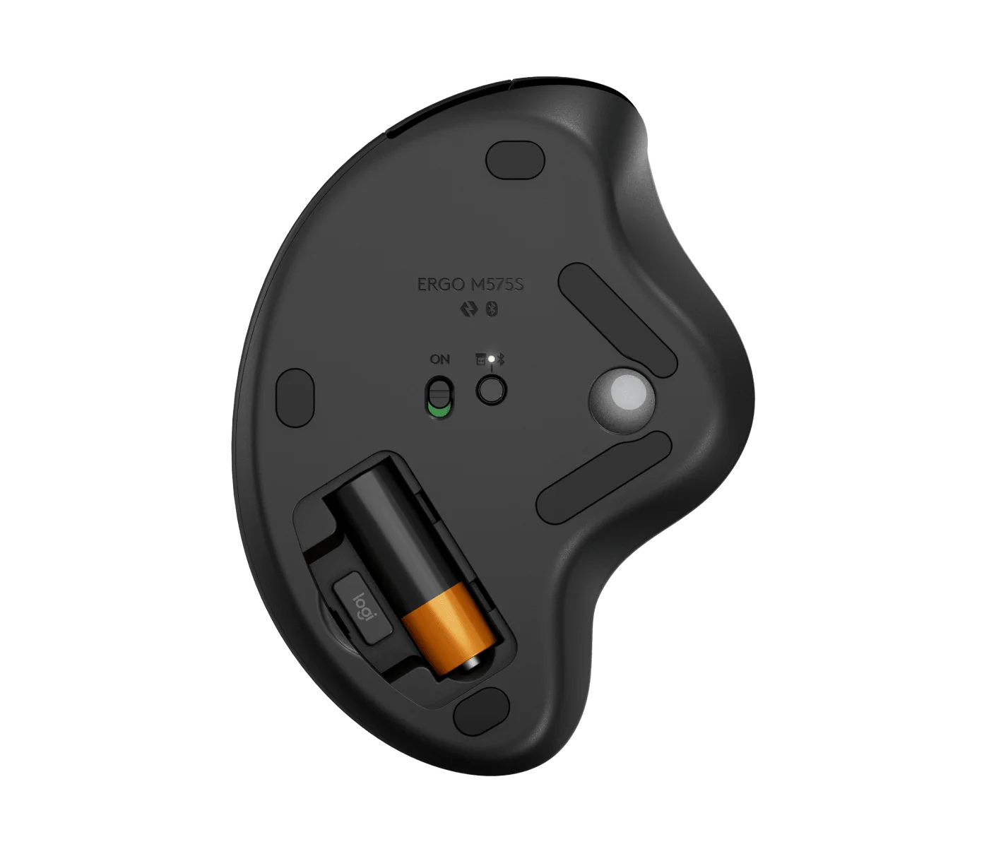 Battery compartment and receiver storage on the underside.
