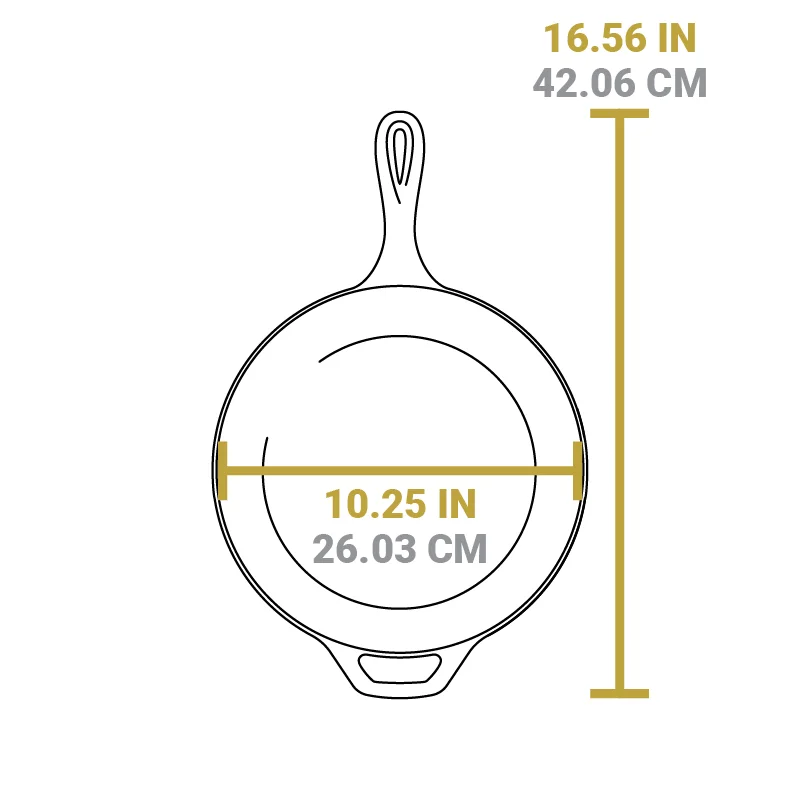 Deep-pan diagram shows the 16.56-inch overall reach including handles.