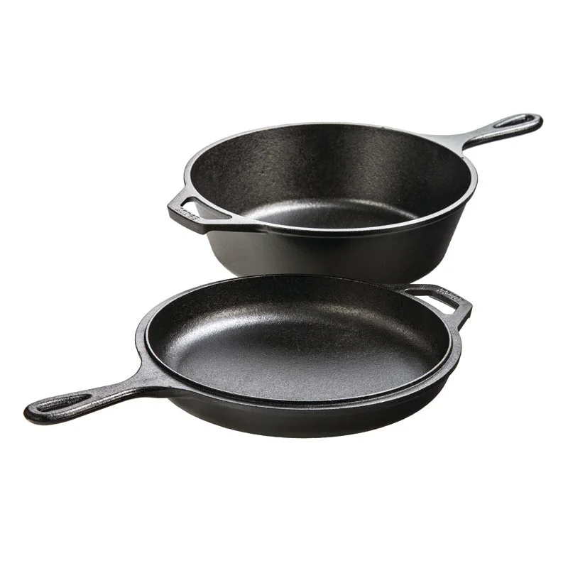LCC3 combines a deep skillet and a shallow skillet; the shallow half also serves as the lid.