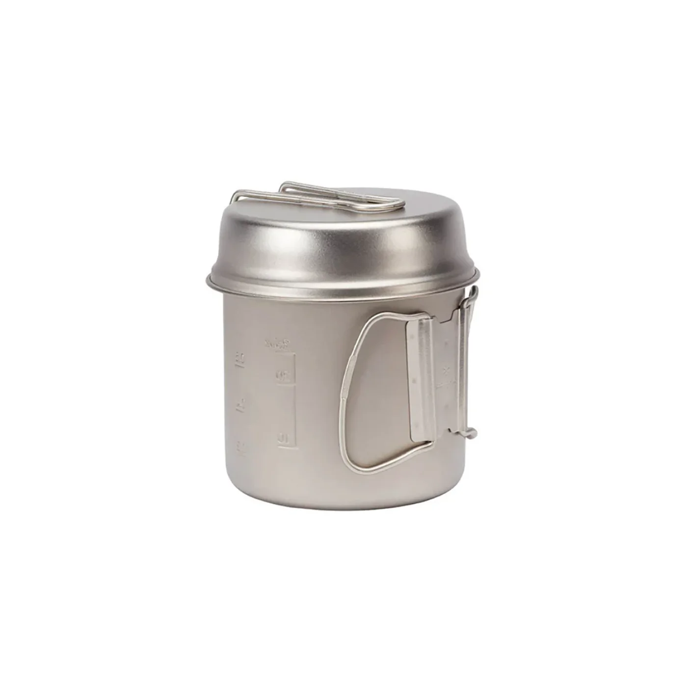 Trek900 titanium pot with its fry-pan-style lid and folding handles.
