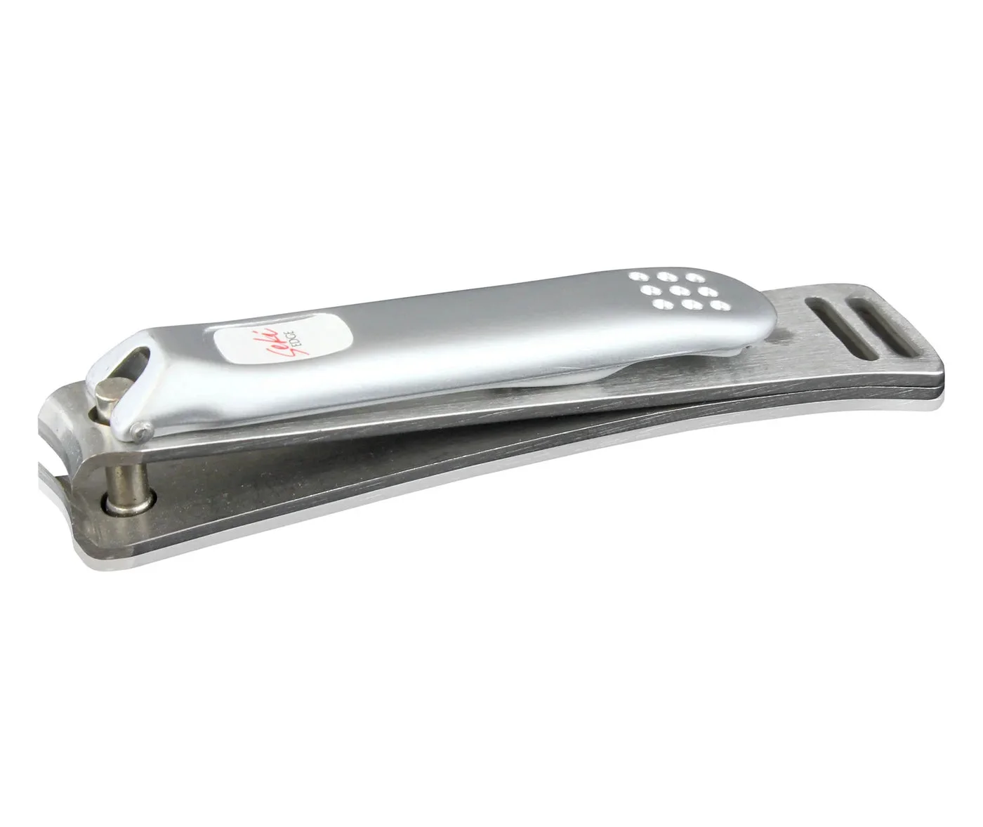 SS-107 toenail clipper closed, showing the side profile and lever.