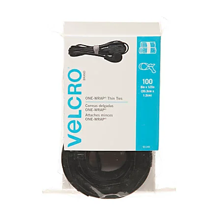 The selected 91140 package contains 100 black pre-cut 8xhalf-inch thin ONE-WRAP ties.