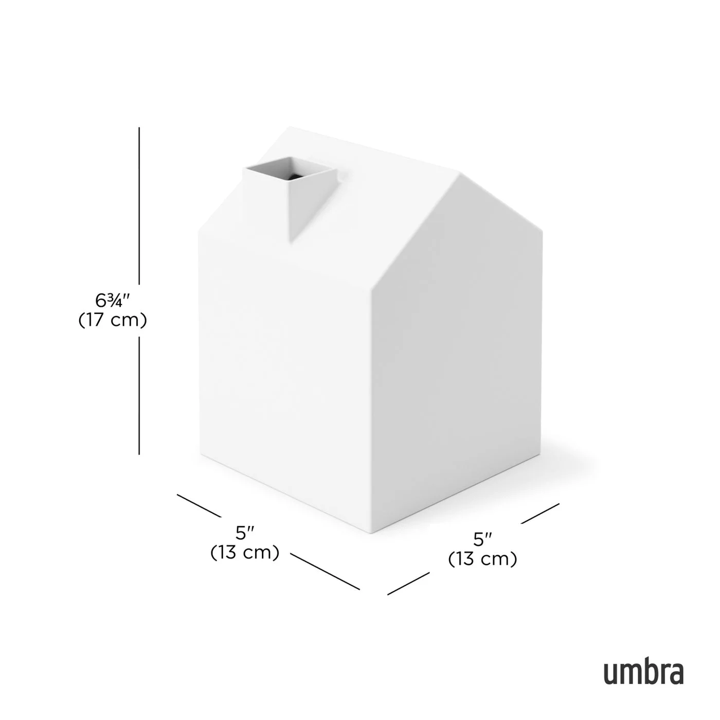The manufacturer dimension graphic shows approximately 13 by 13 by 17 centimetres externally, not universal internal box compatibility.