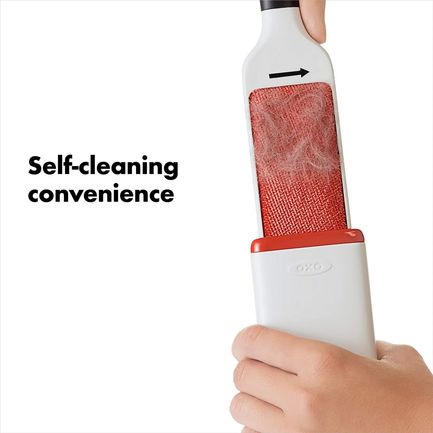 The cleaning-base opening and withdrawn brush explain the reusable design.