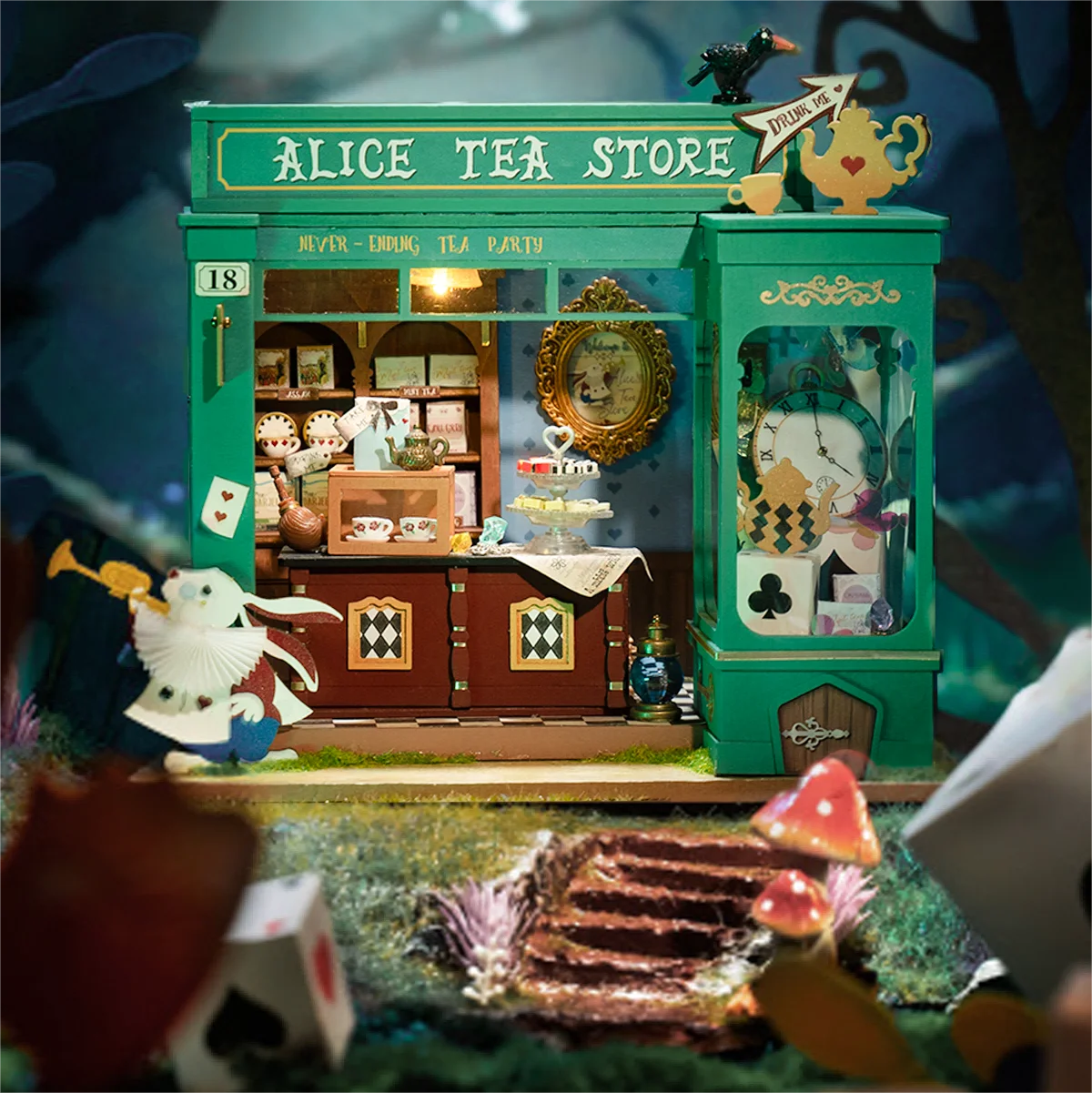 Alice's Tea Store in a maker-staged display scene