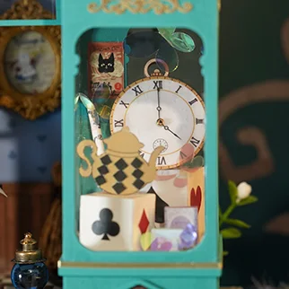Pocket-watch window and playing-card motifs