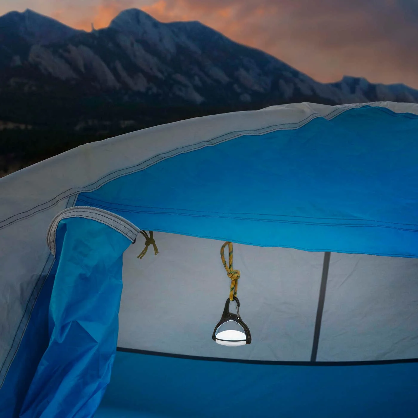 Maker tent-loop arrangement illustrates a fixed hanging location.