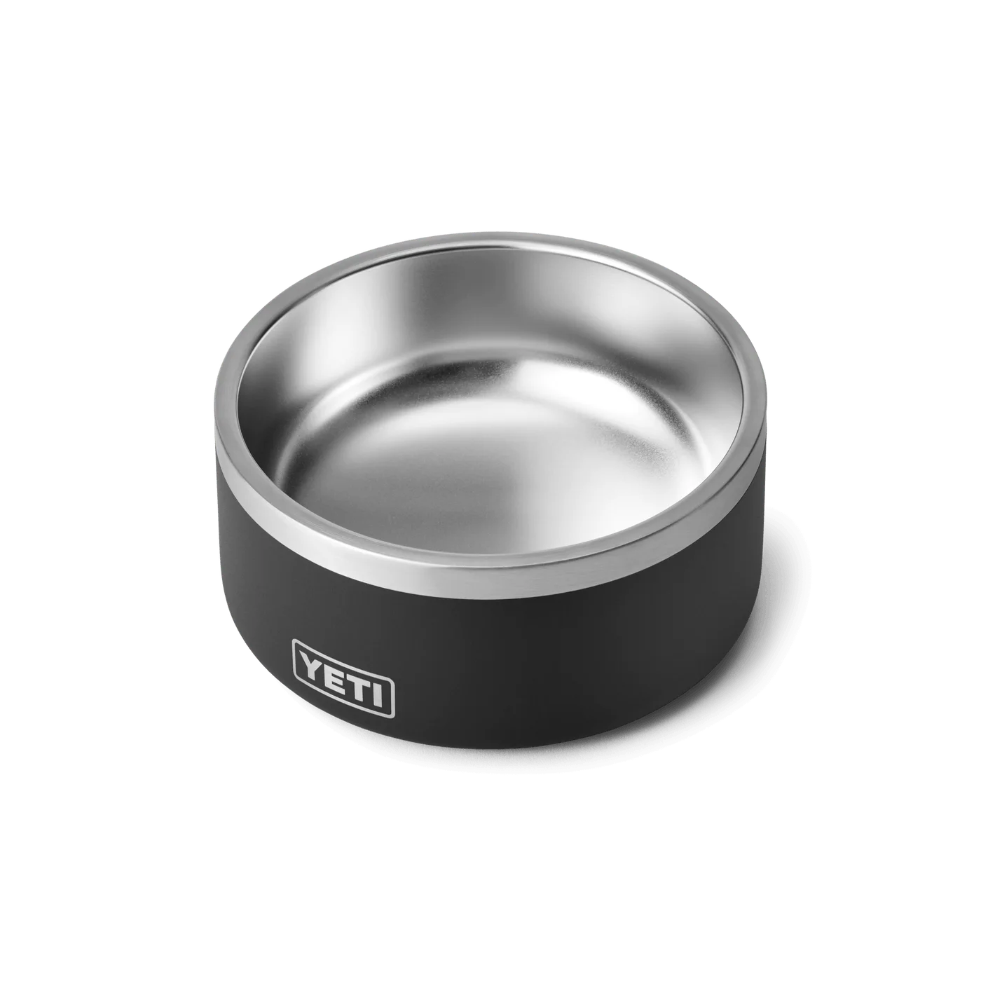 Angled view of the open stainless-steel interior and rim.